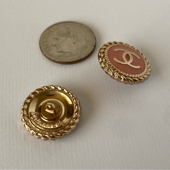 Authentic Pink and Gold Chanel Buttons - Picture 4 of 6